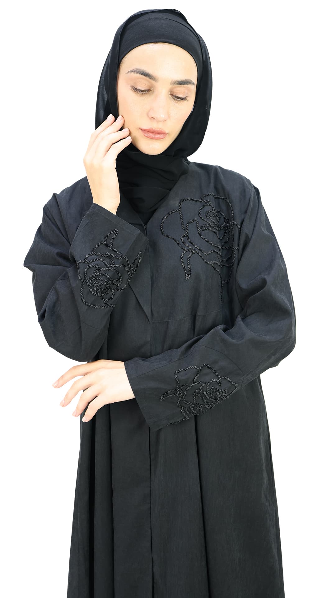 Elegant Coat Style With Beads Abaya
