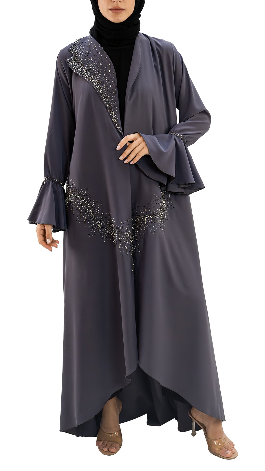 Premium soft crepe open abaya