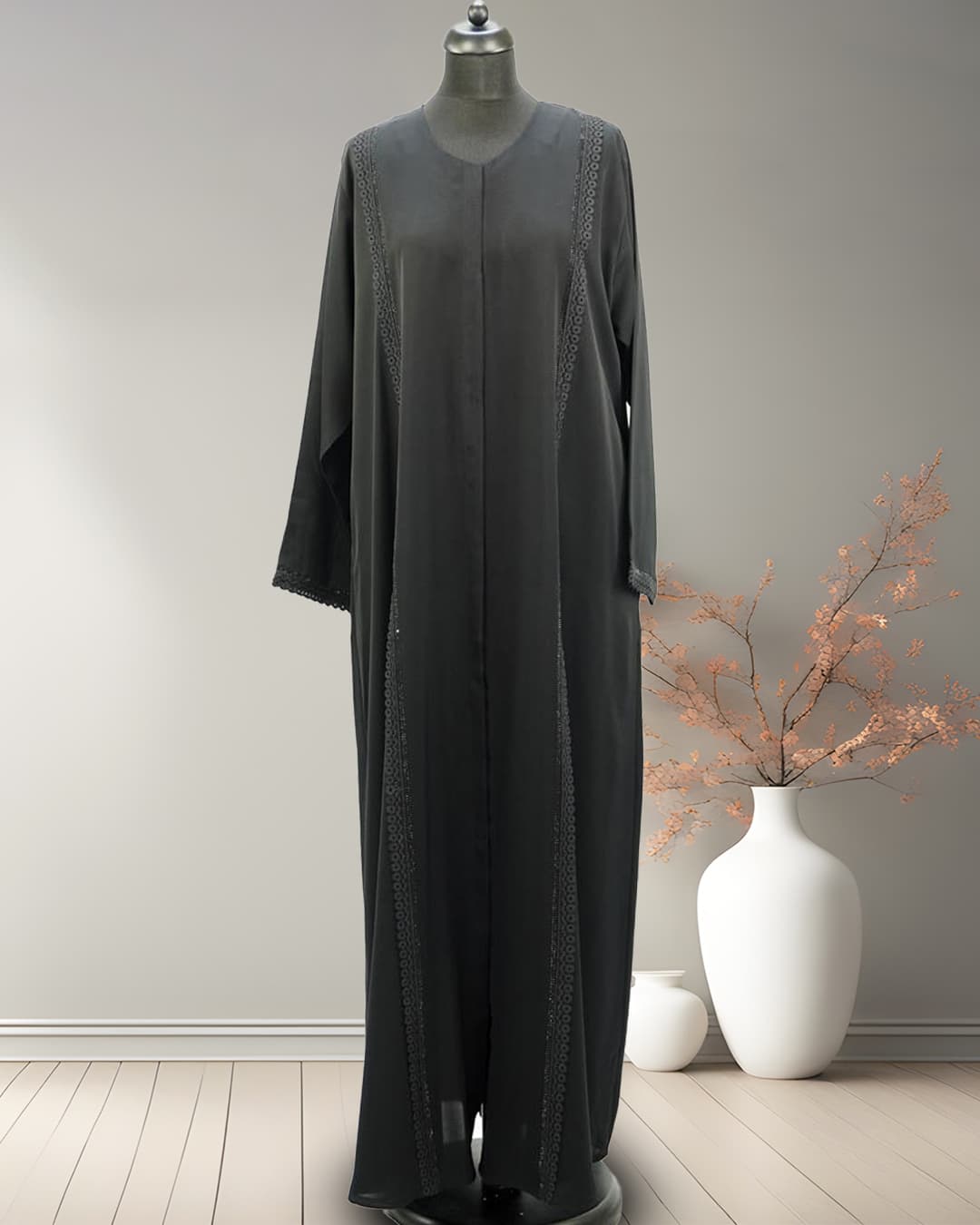 Esential Front button patti A-line with lace and stones in front and cuff