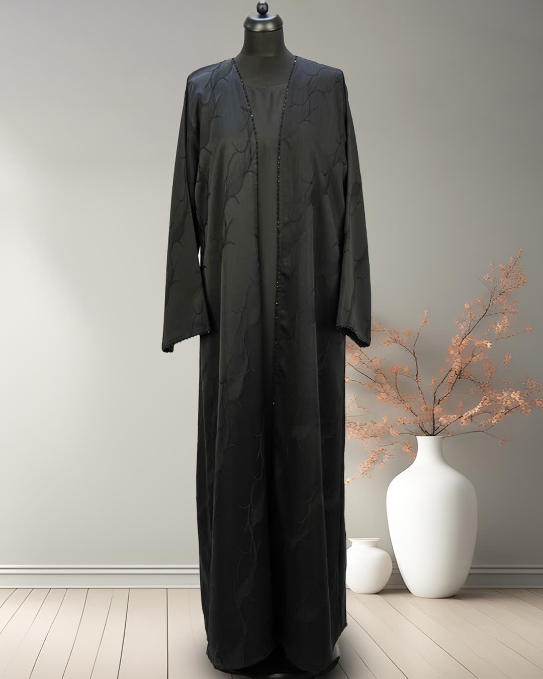 Shrug with stone lace on front and cuff